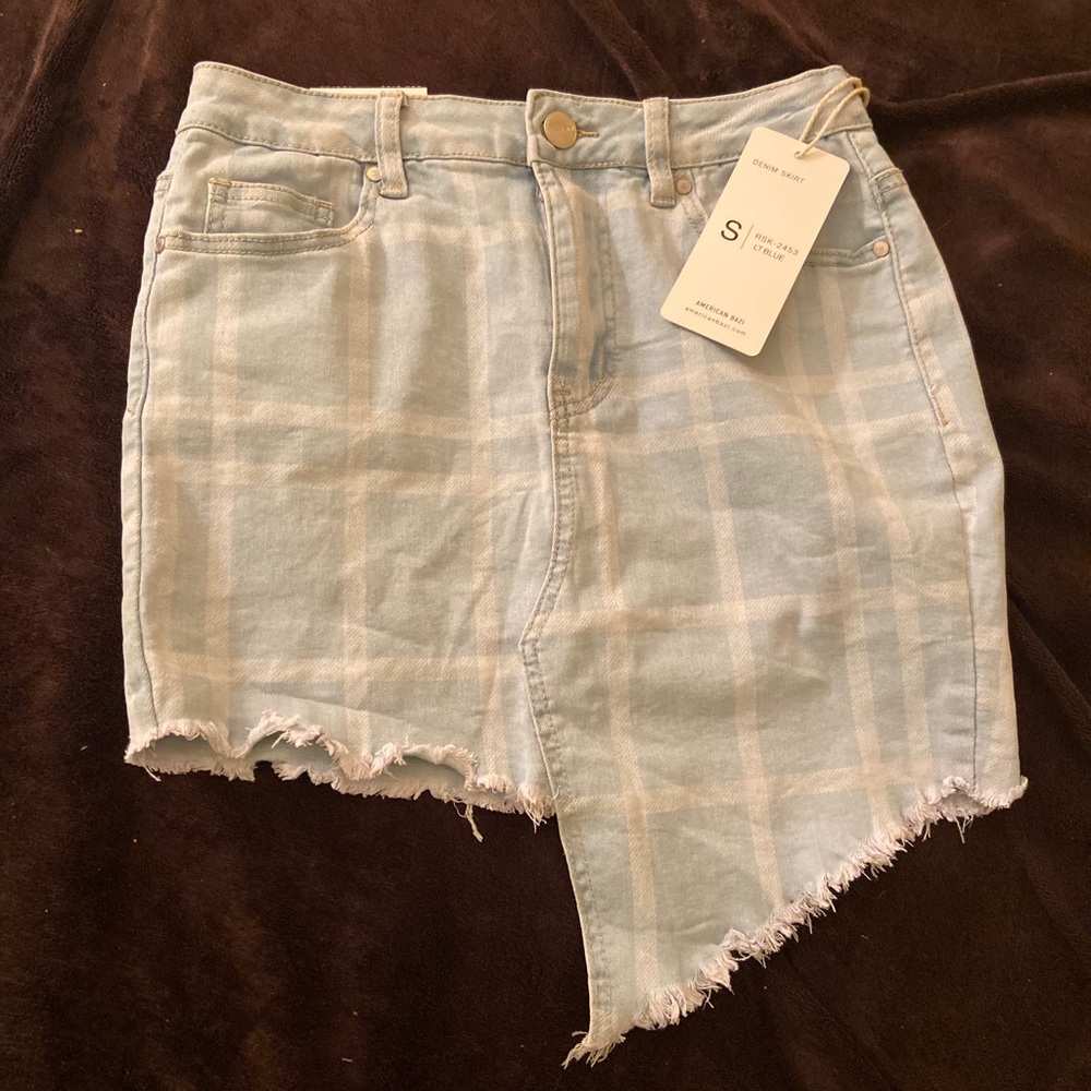 Light blue denim skirt